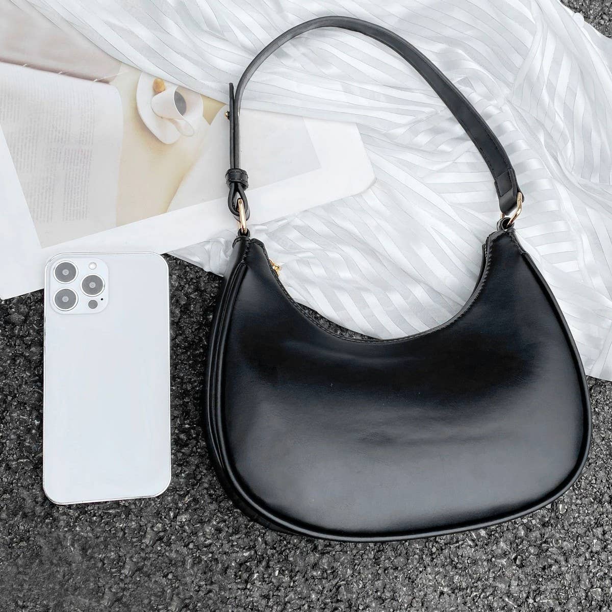 CWAB4835_SIMPLE CASUAL CRESCENT-SHAPED SHOULDER HANDBAG