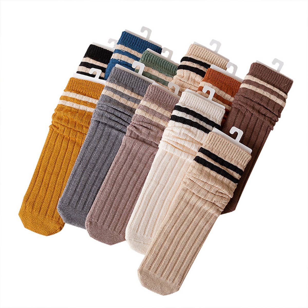 AUTUMN AND WINTER TWO-BAR STACKED SOCKS_CWMS0998