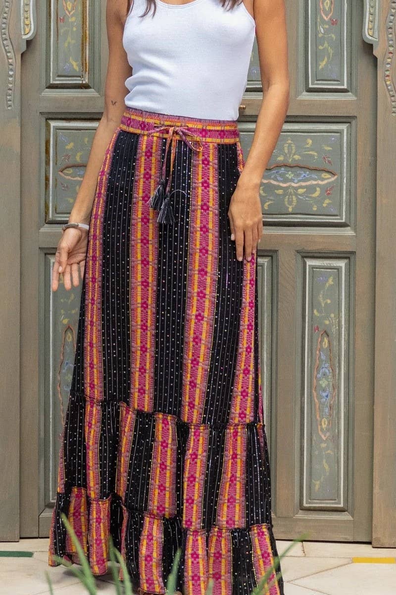 CWBLS0632_NEW STYLE PENDANT RUFFLED WIDE SWING SKIRT