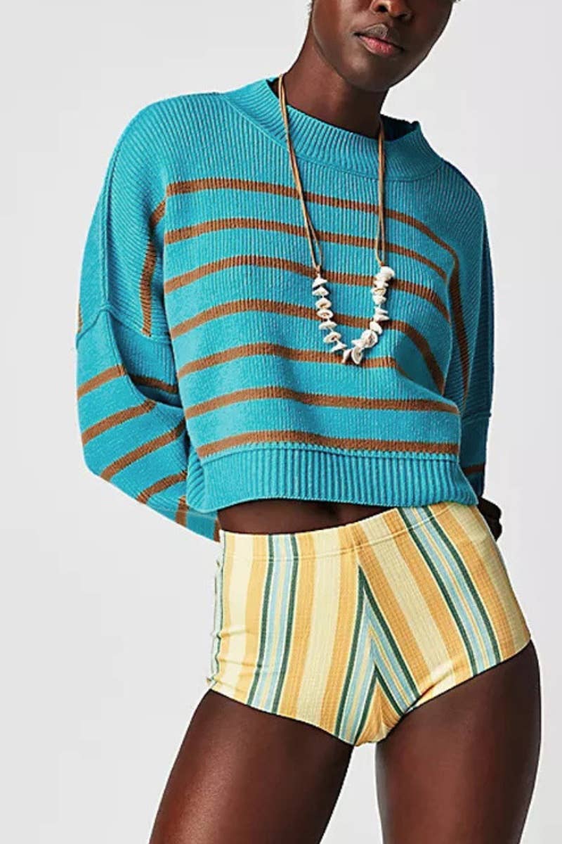 CWOSWL6722_FASHION CREW-NECK LONG-SLEEVED LOOSE SWEATER