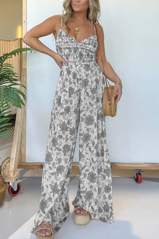CWSJS1153_FLORAL SUSPENDER WIDE-LEG JUMPSUIT