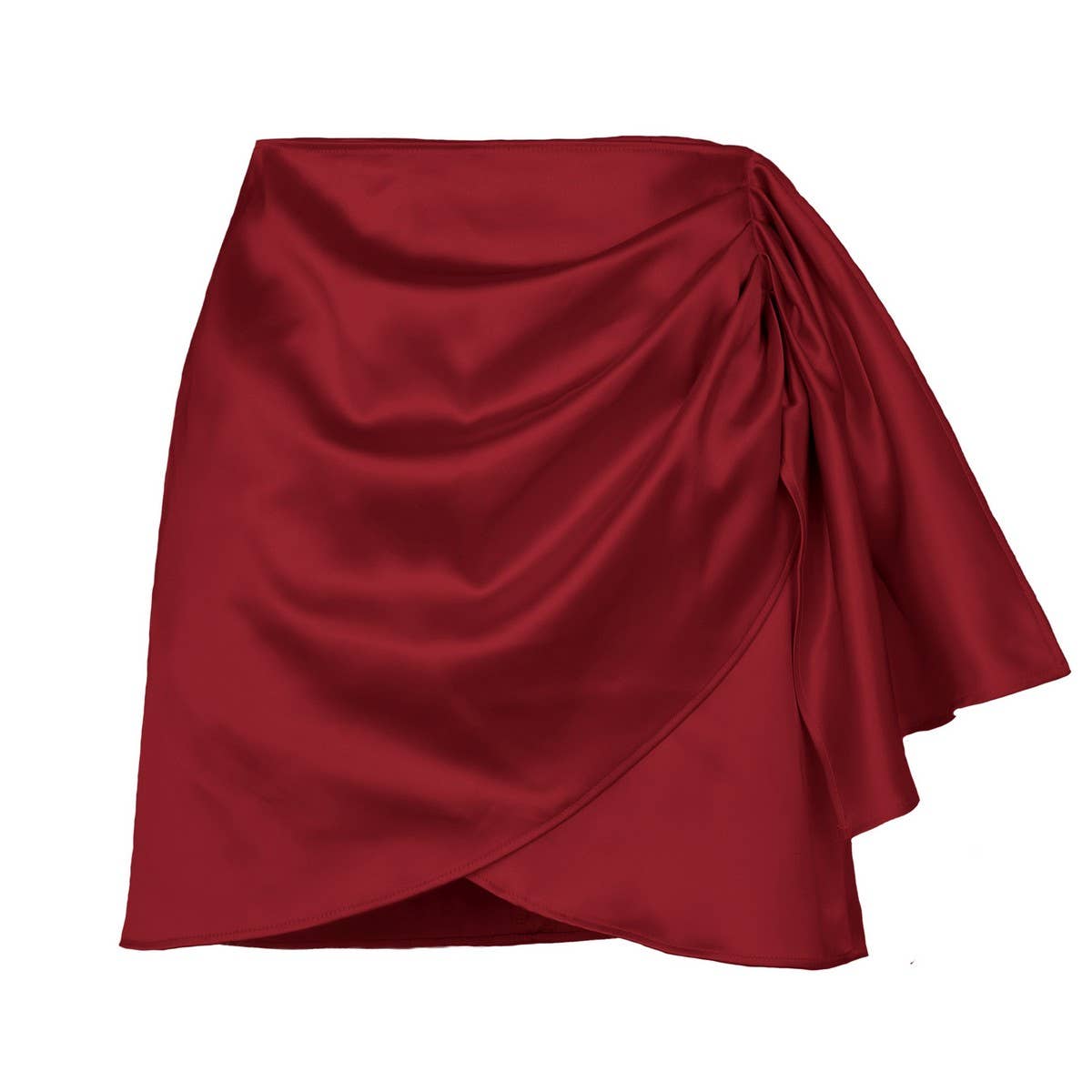 IRREGULAR ZIPPER SKIRT SATIN HIGH WAIST MINI SKIRT_CWAB4809