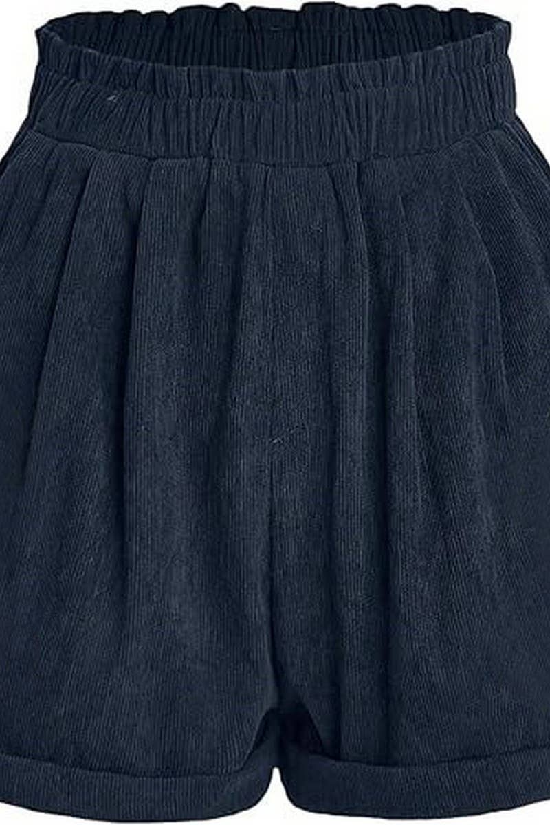 CWBSP0570_CORDUROY PAPERBAG WAIST ELASTIC STRAIGHT SHORTS