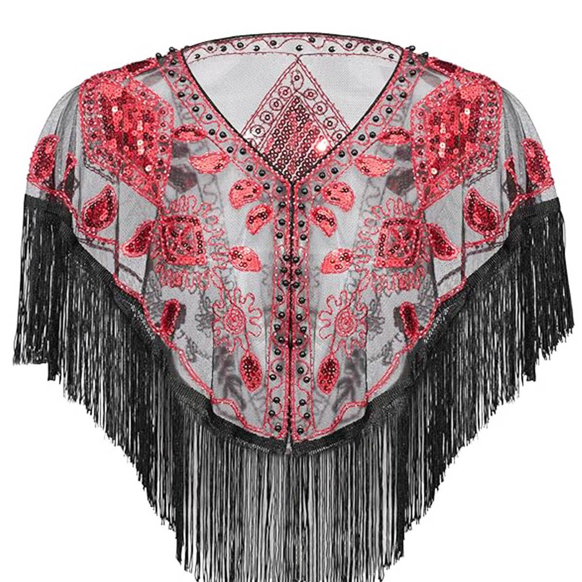 Vintage Sequin Fringe Cape ? Party Dress Shawl