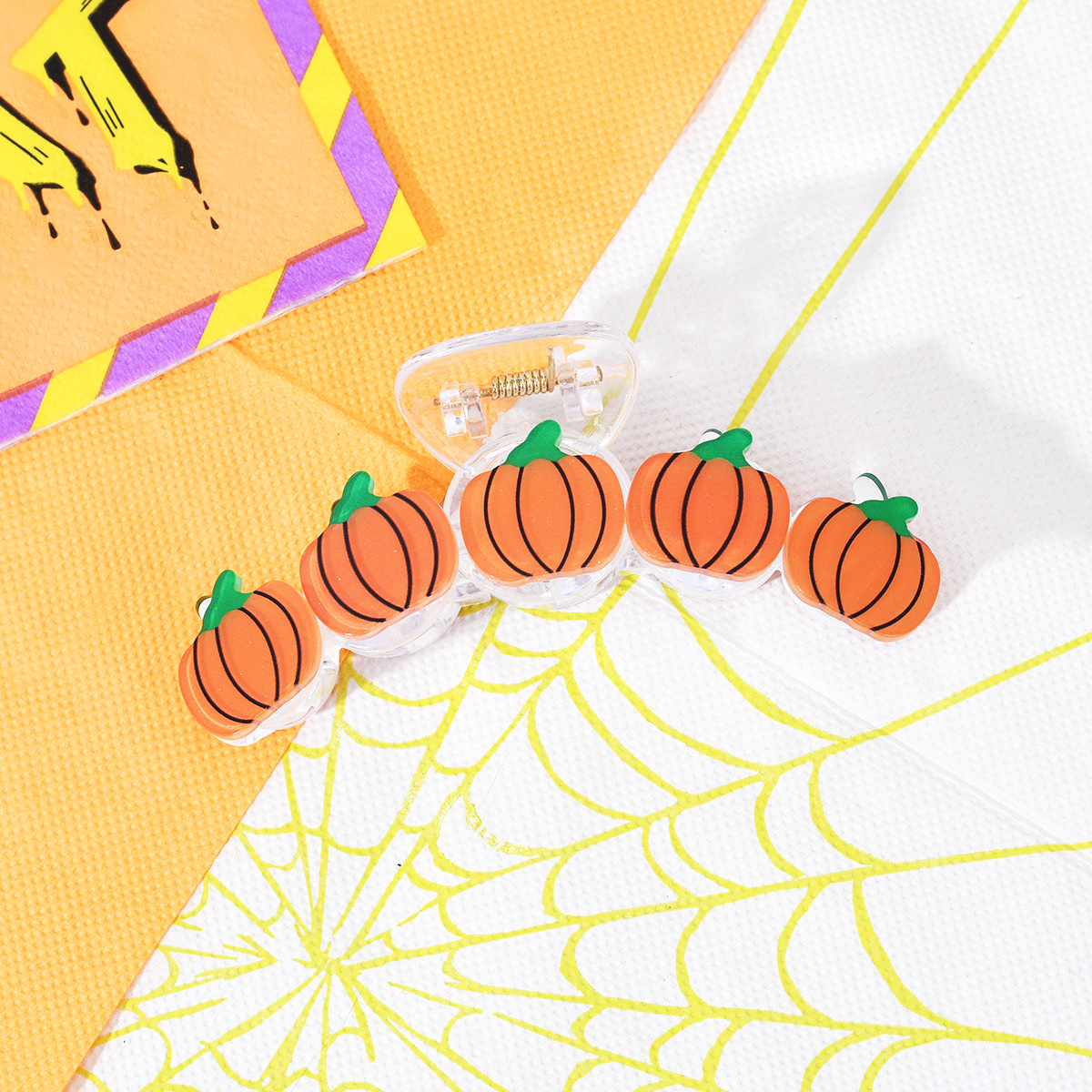 Halloween Pumpkin & Witch Hat Hair Claw_CWAHA1464