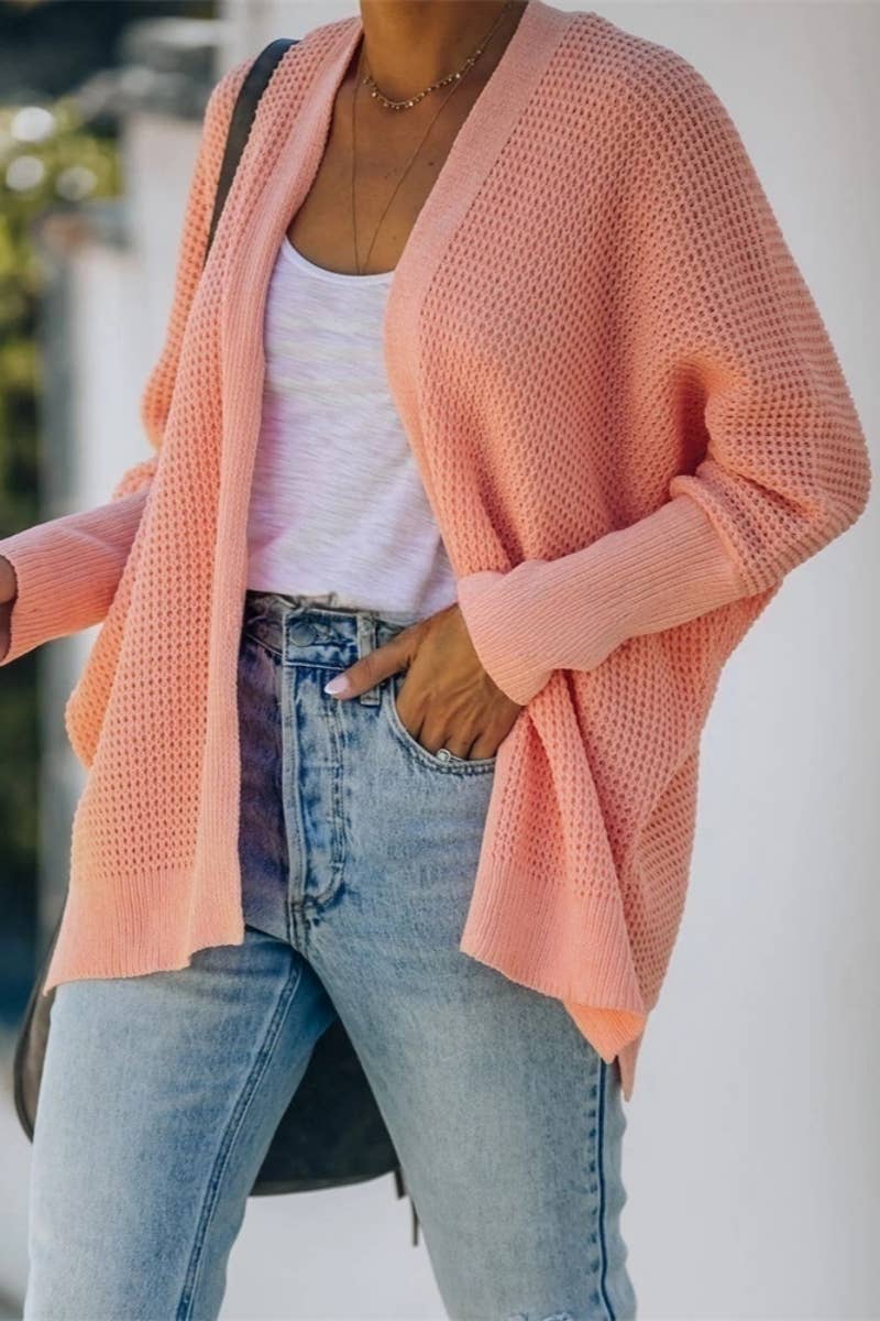 CWOCAL372 Oversized Open Front Casual Cardigan Sweater