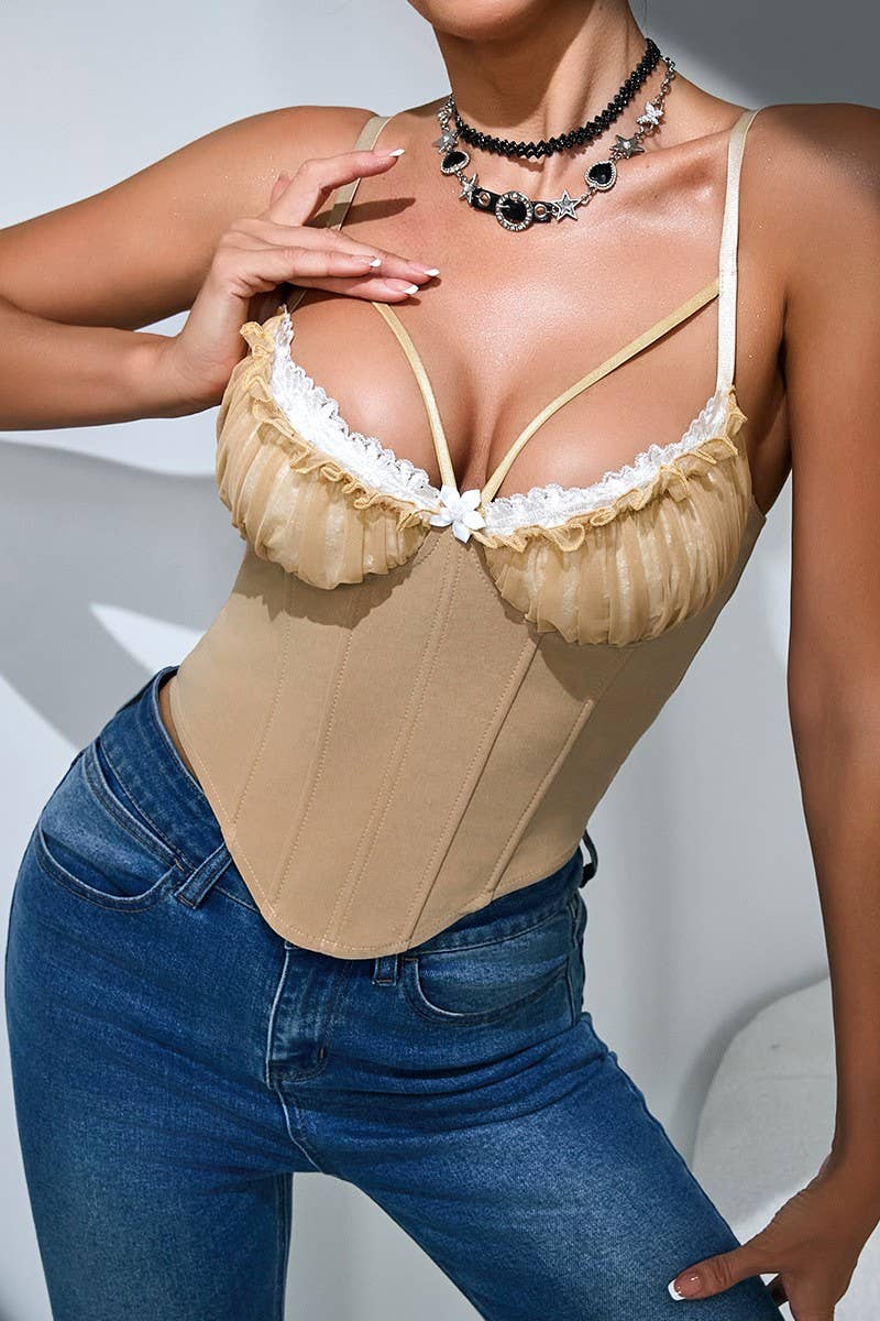 CWTHT0171_LACE PANELLED BACKLESS HERRINGBONE CAMISOLE