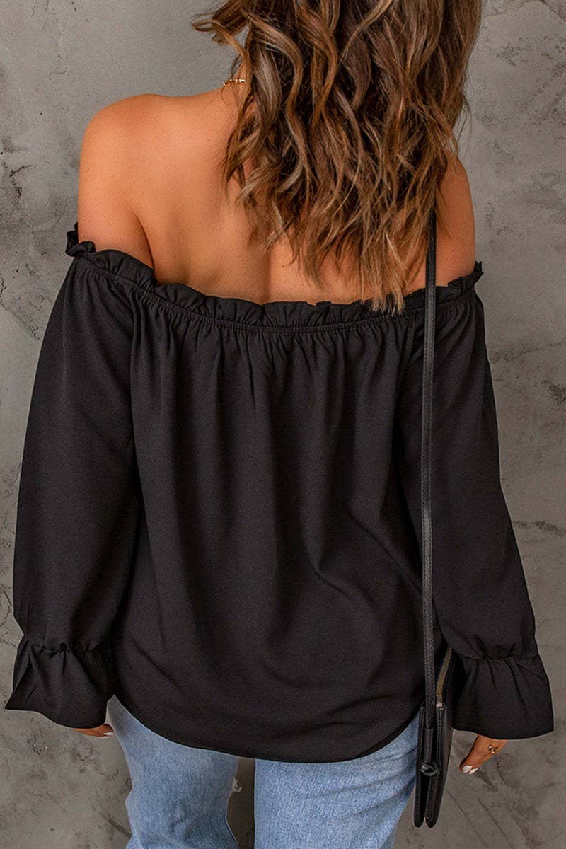 CWTBLL0859_SOLID COLOR PULLOVER SEXY OFF-SHOULDER TOP