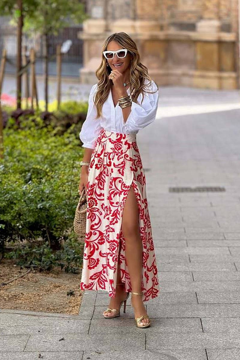 CWBLS0669_FLORAL HIGH WAIST SLIT MAXI SKIRT