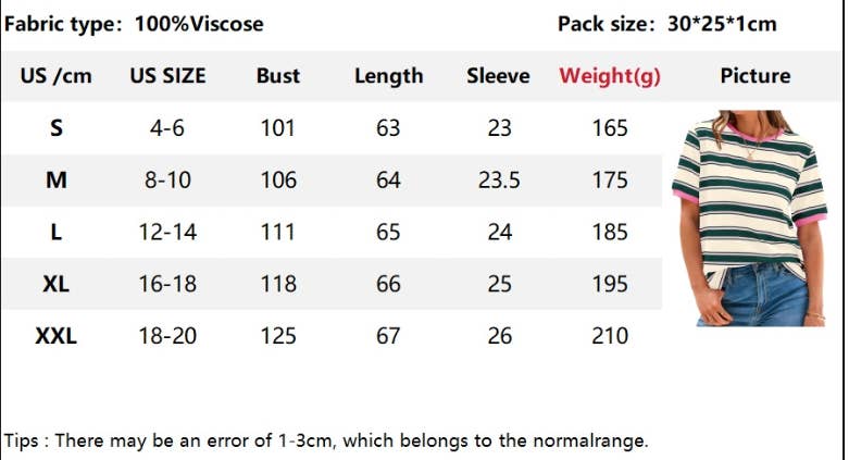 CWTTS1298_STRIPED CONTRAST COLOR SHORT SLEEVE T-SHIRT