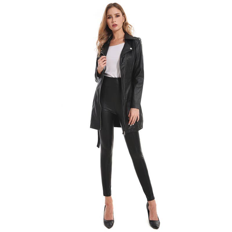 BIKER LEATHER JACKET JACKET SLIM-FIT WOMEN'S DRESS