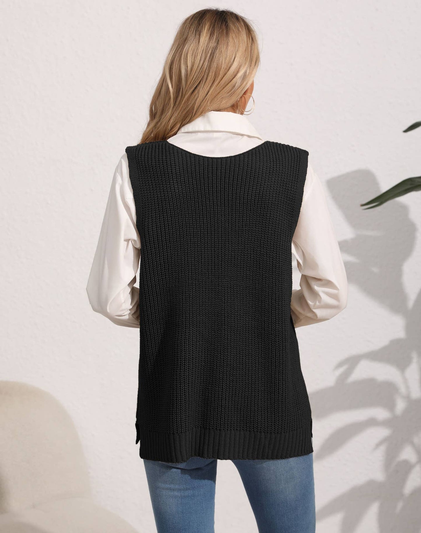 DOUBLE POCKET STITCHING V-NECK WAISTCOAT