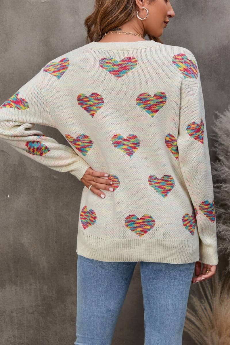 CWOSWL5187_KNITTED COLOR JACQUARD LOVE LONG-SLEEVED SWEATER