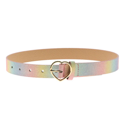Heart-shaped buckle seven-color belt
