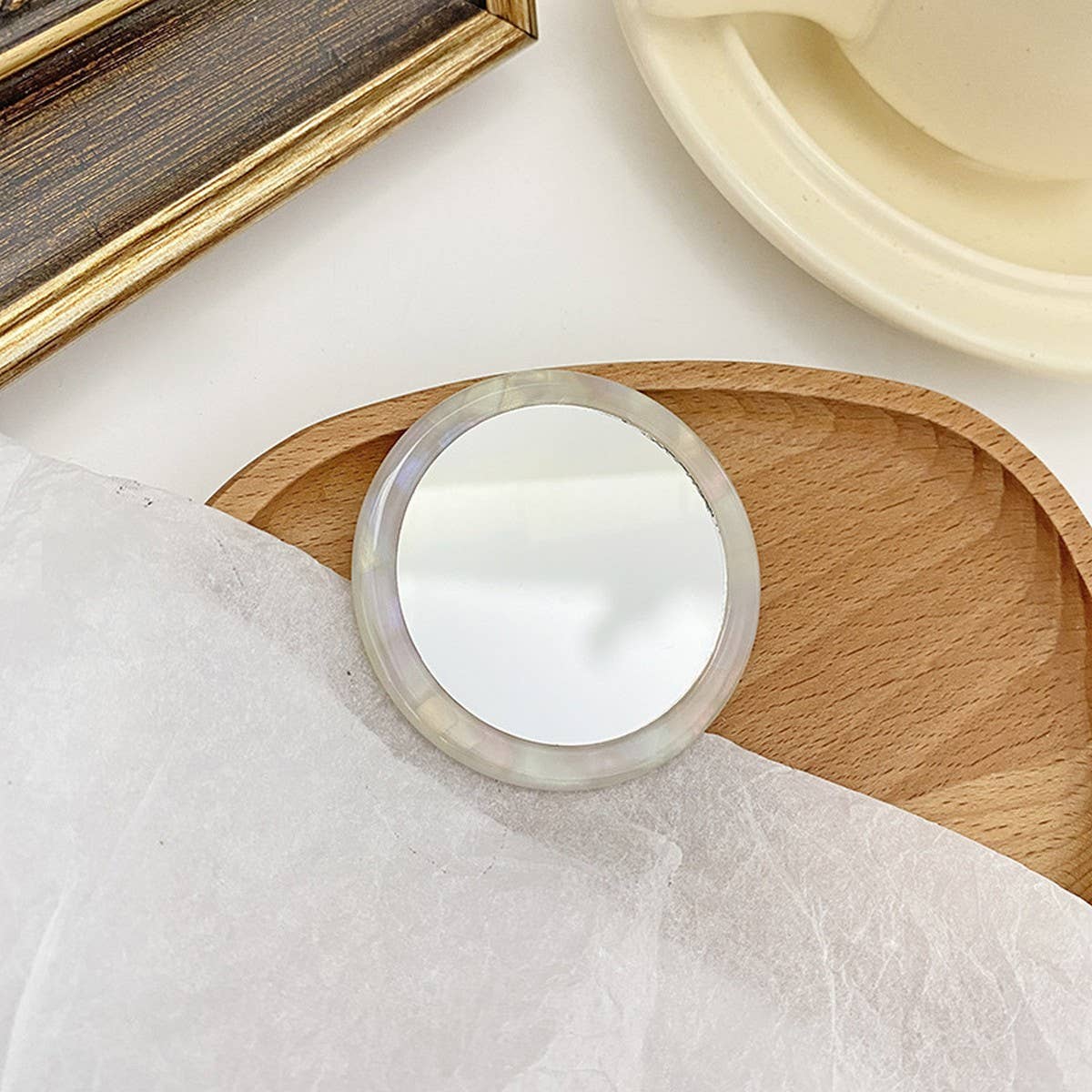 Simple Acetate Compact Mirror Travel Makeup Mirror