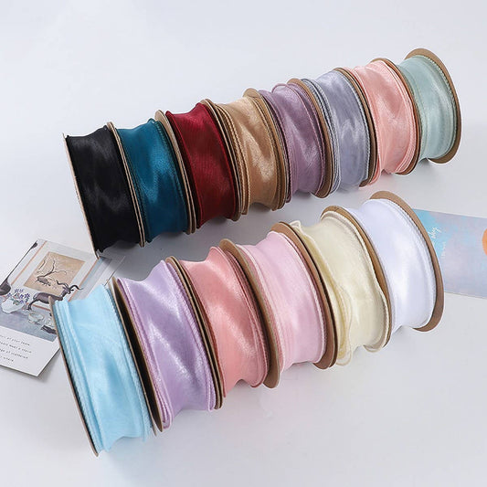 PLAIN FISHTAIL ORGANZA WITH FLORAL BINDINGDIYRIBBON_CWMM5788