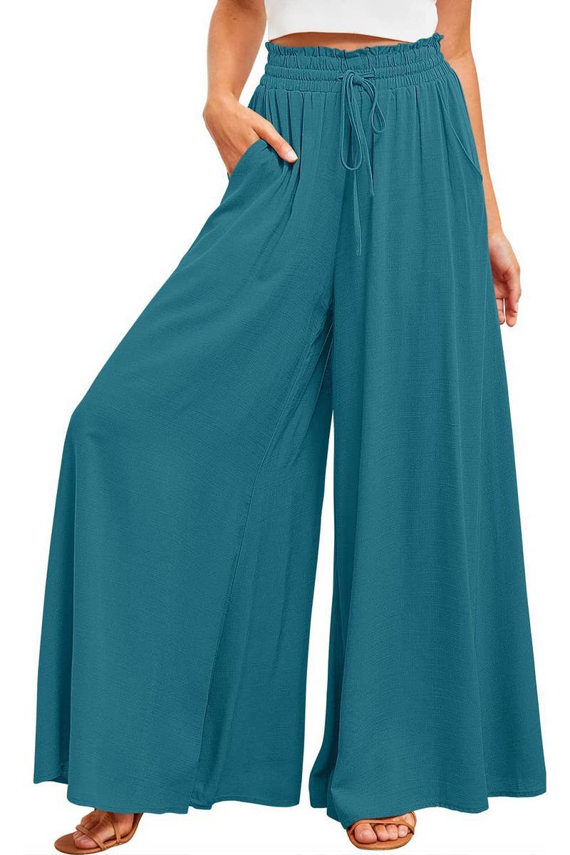 CWBLP0710_CASUAL ELASTIC WAIST WIDE LEG PANTS