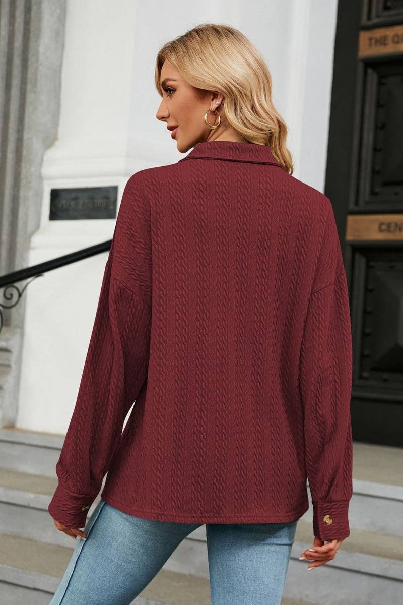 CWTSTL2218_LAPEL BUTTON DOWN LONG SLEEVE SHIRT TOP