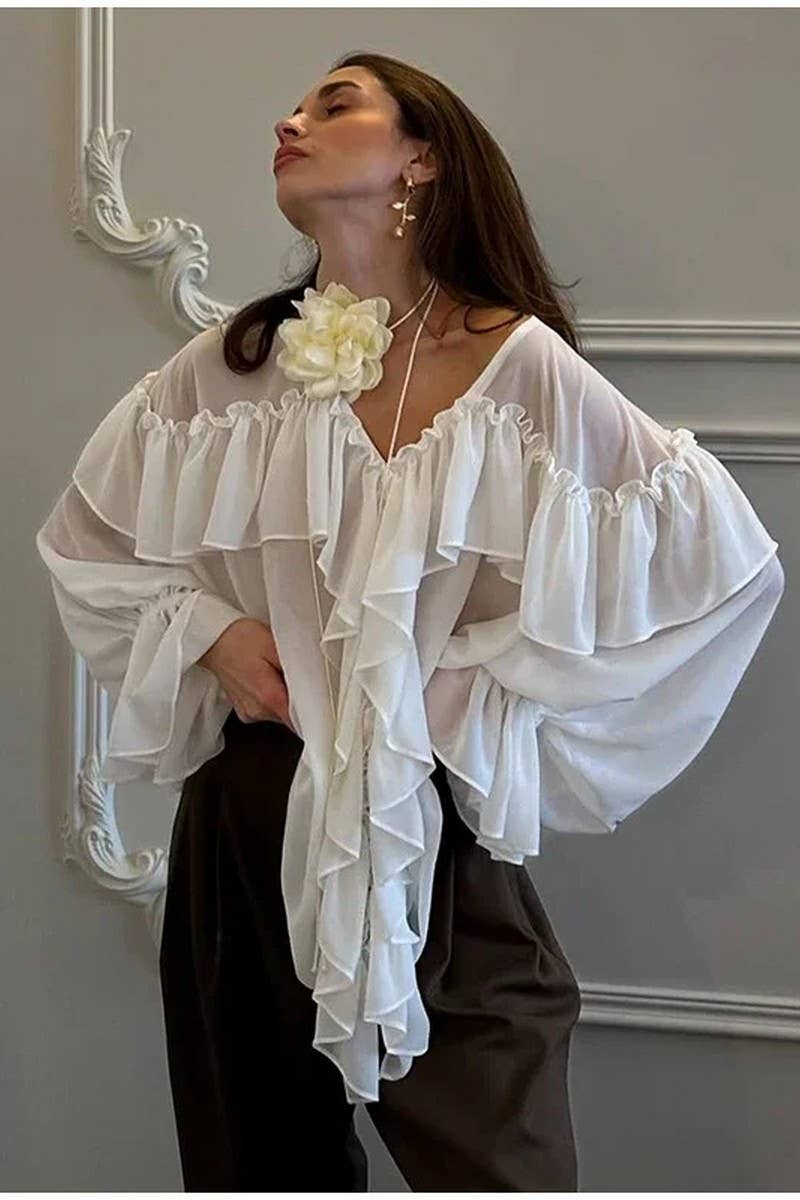 CWTTL2062_SUMMER V-NECK SEXY SEE-THROUGH BEACH COVER-UP