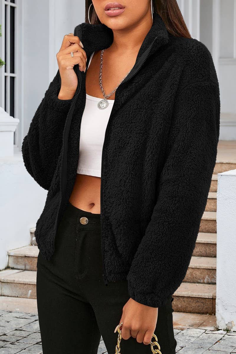 CWOCO0333_LONG-SLEEVED PLUSH LOOSE WARM CARDIGAN