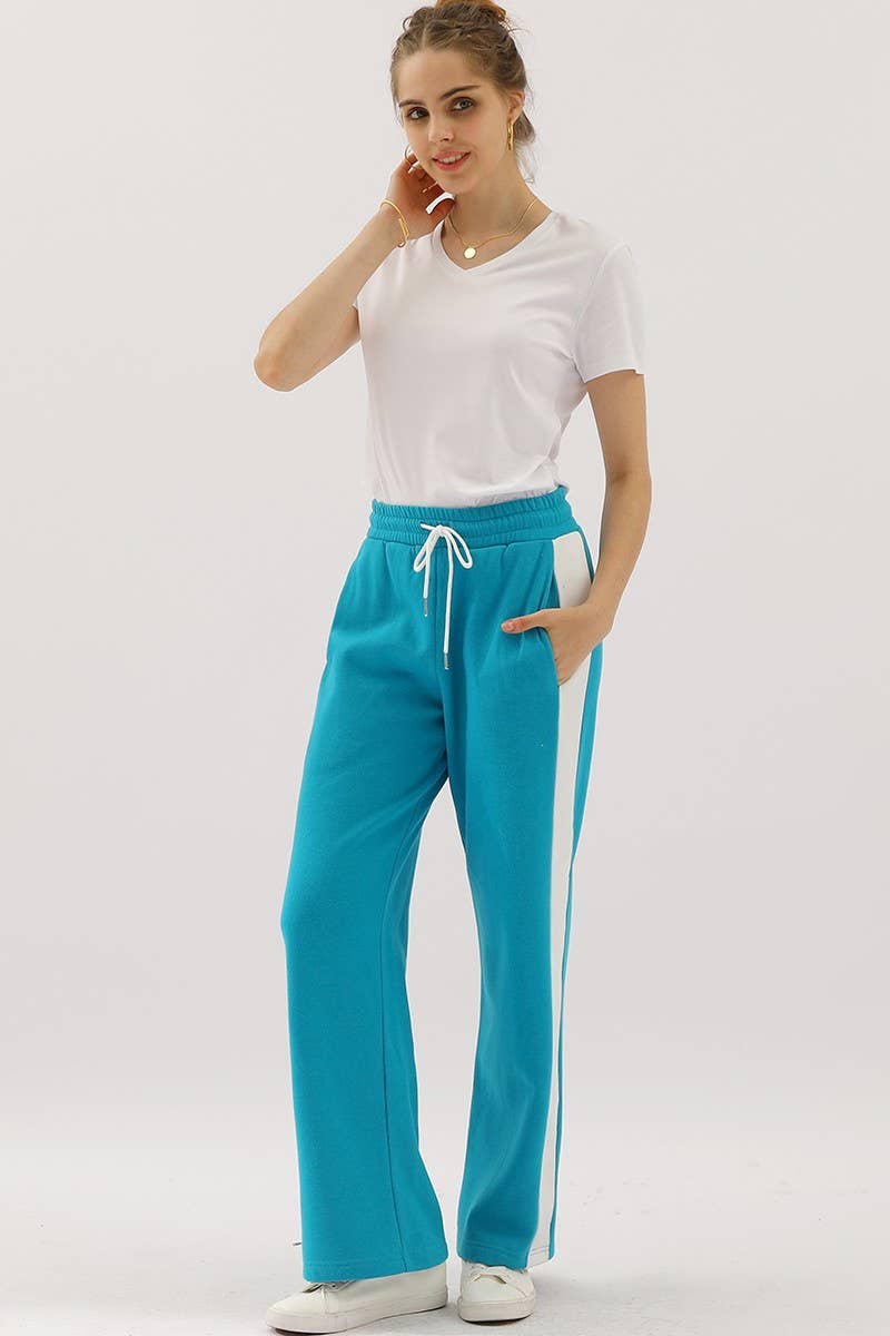 CWBLP398_HIGH WAISTED STRAIGHT WIDE LEG LONG SWEATPANTS