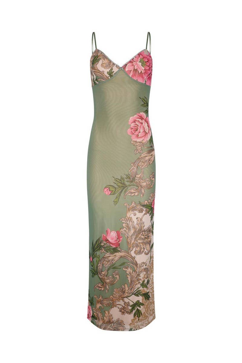 CWDMD3013_SLIM FIT PRINTED MAXI DRESS