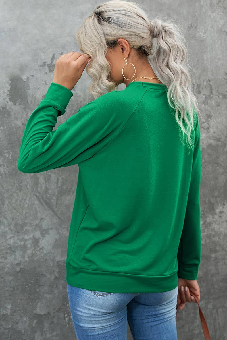 CREW NECK LOOSE SHOULDER SOLID COLOR HOODIE