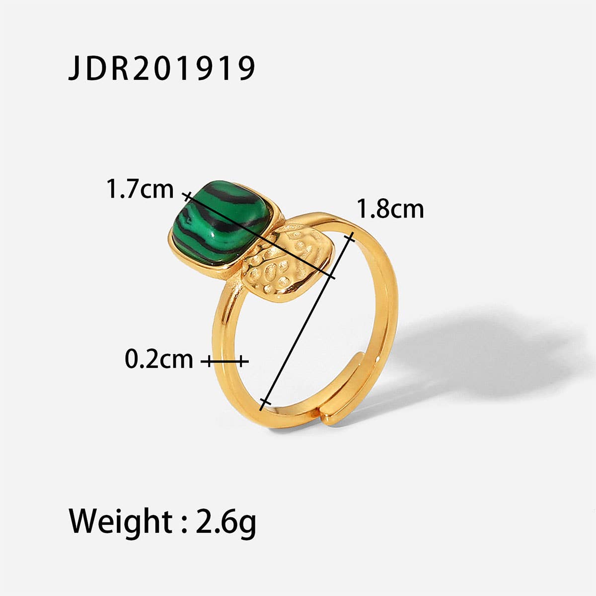 GOLD STAINLESS STEEL INLAID NATURAL STONE RINGS
