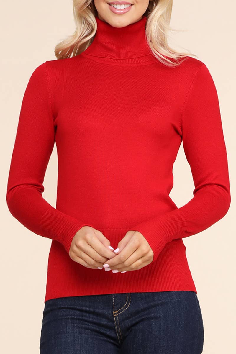 AWOSWL285_Stretch Turtle Neck Long Sleeve Pullover Sweater