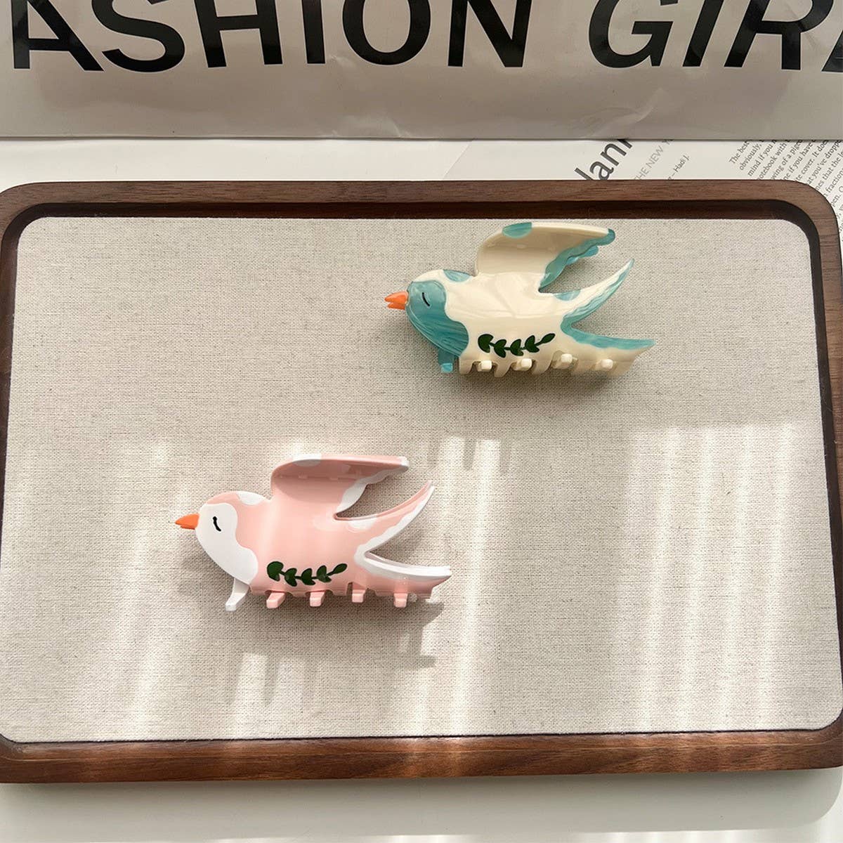 Swallow Acetate Hair Claw, Bird-Inspired Back Clip