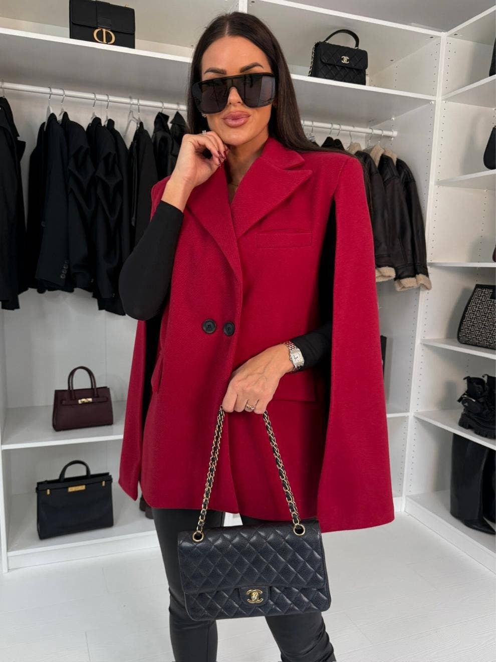 Fashionable solid-color loose suit collar jacket