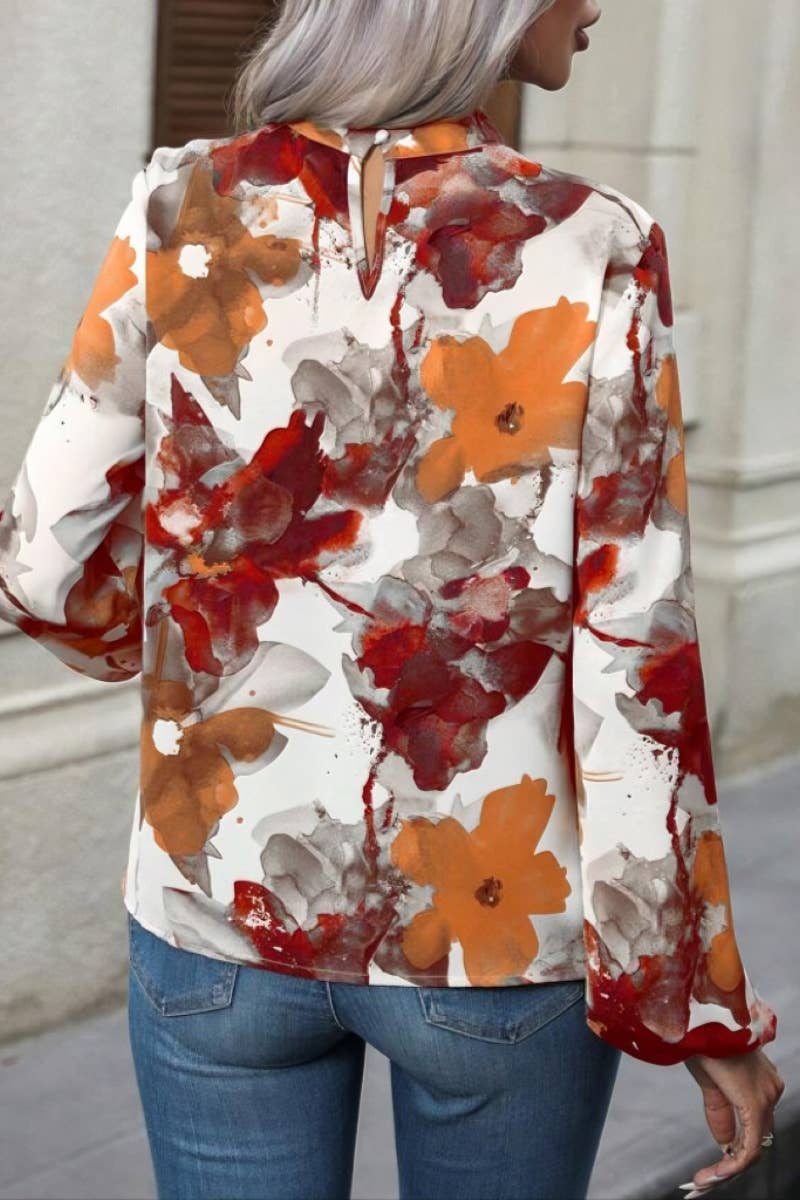 CWTBLL1068_AUTUMN LONG SLEEVE PRINTED CREW NECK TOP