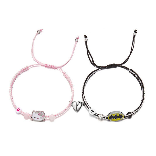 CWAJE2505_HALLOWEEN WOVEN HEART MAGNETIC COUPLE BRACELET
