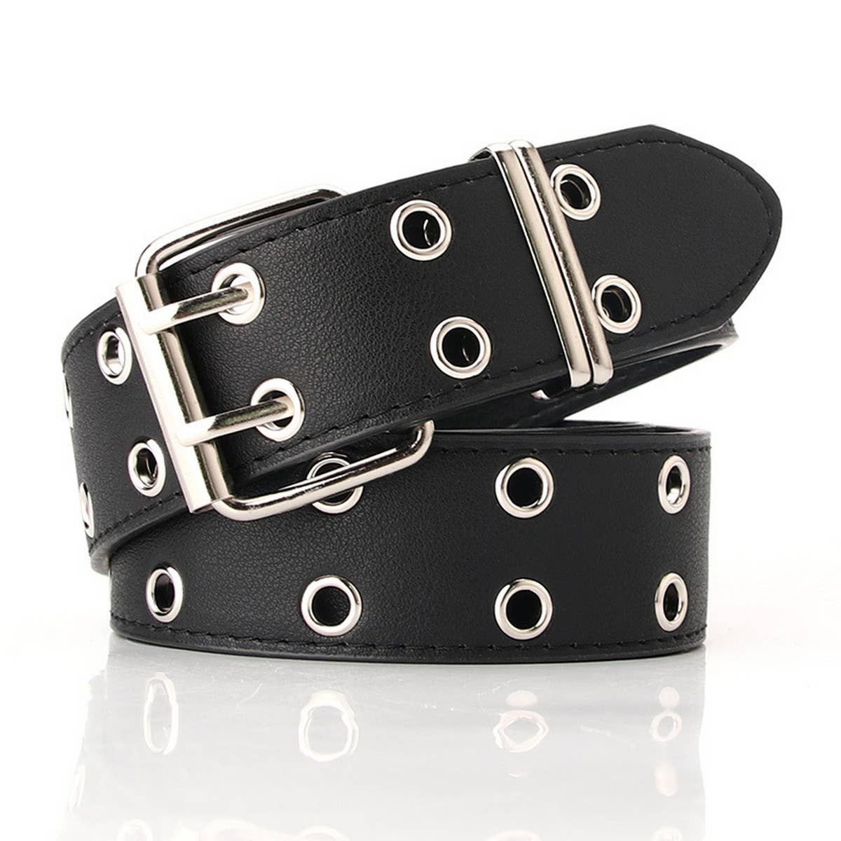 CWABE0936_DOUBLE ROW EYELET HOLLOW NEW PUNK STYLE BELT