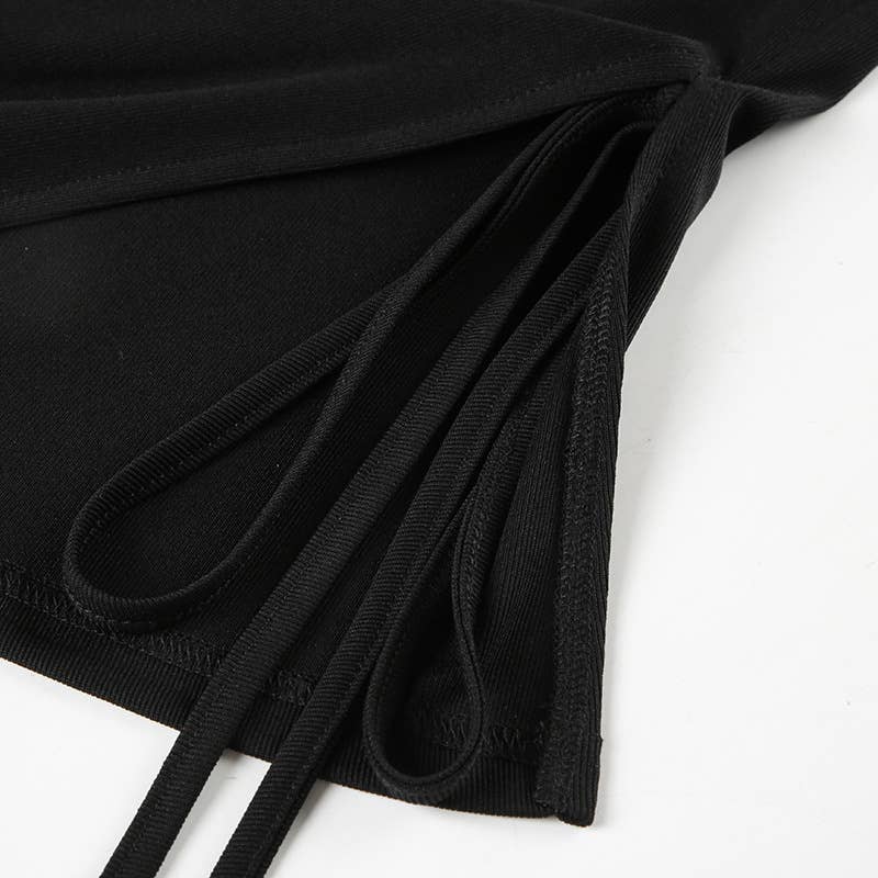 DIAGONAL SHOULDER ASYMMETRICAL DRAWSTRING TOP