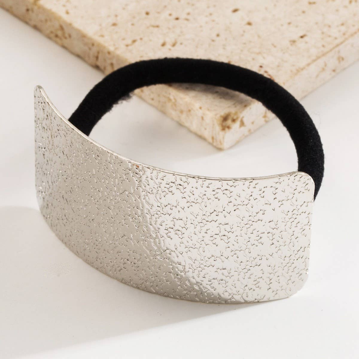 Alloy Minimalist Brushed Metal Elastic Hair Tie_CWAHA6217