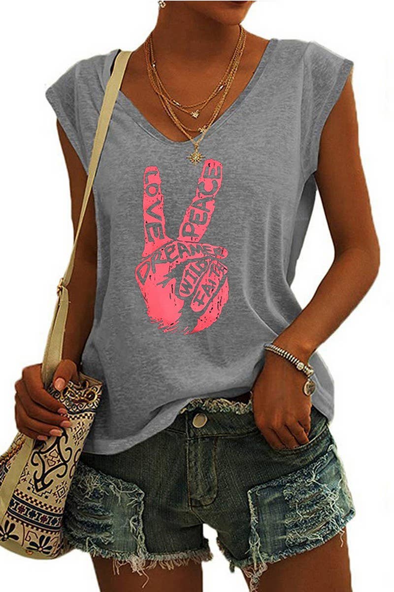 CWTTSL0408_SUMMER V-NECK CAP SLEEVE LOOSE T-SHIRT