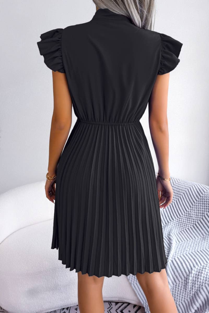 CWDSD4654_SUMMER BOW WAIST DROP PLEATED DRESS SHORT