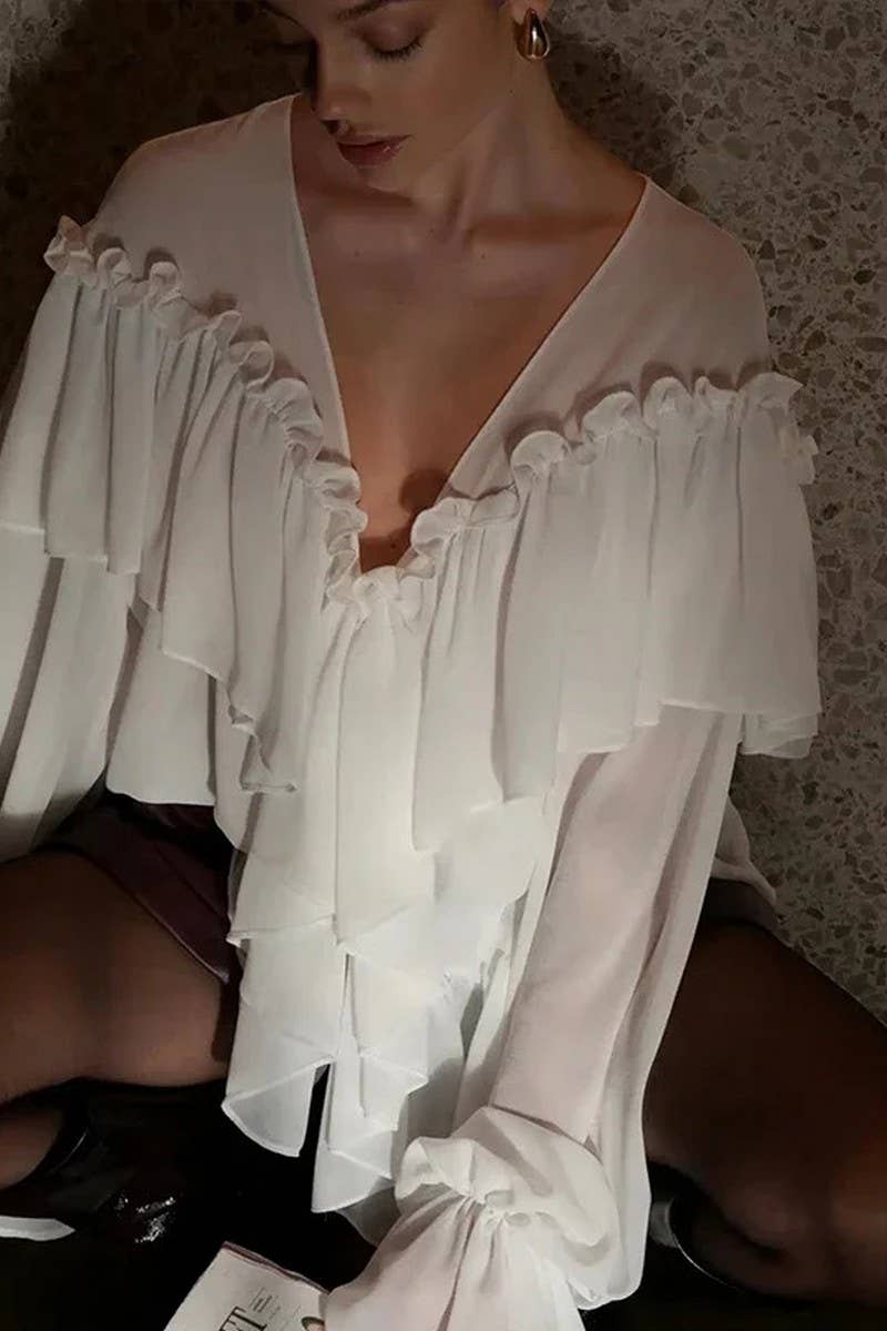 CWTTL2062_SUMMER V-NECK SEXY SEE-THROUGH BEACH COVER-UP