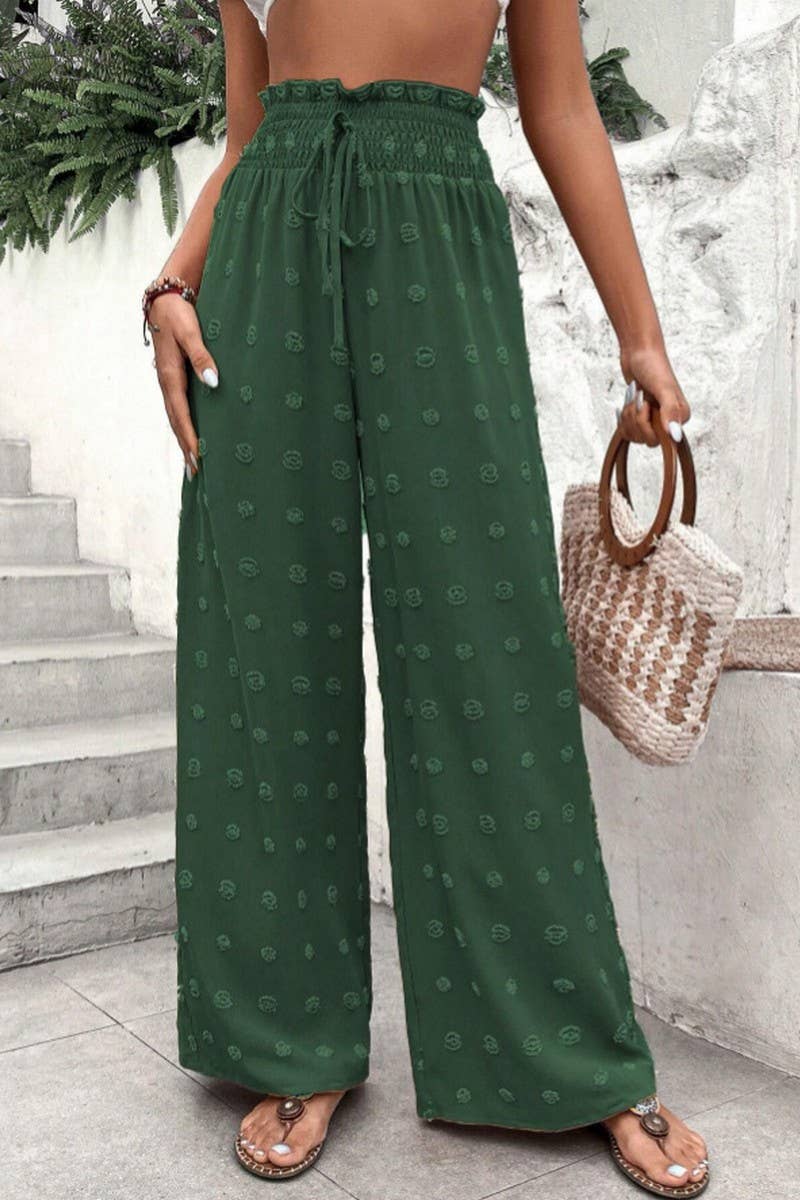 CWBLP0686_HIGH WAIST JACQUARD WIDE LEG CASUAL LONG PANTS