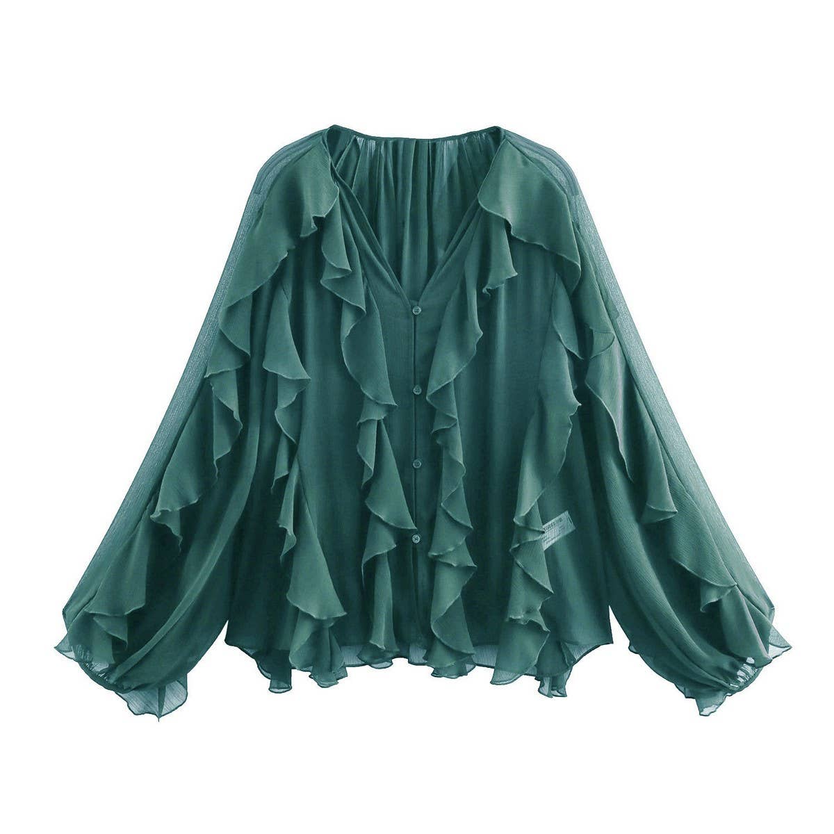 Women's Stylish Ruffled V-Neck Spring Blouse