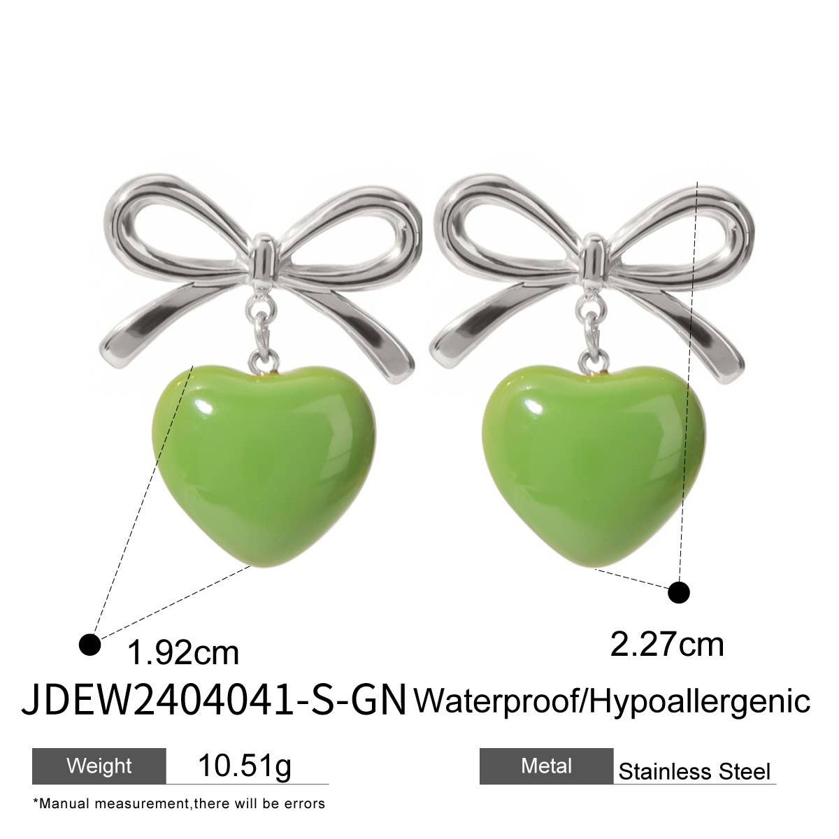 BOW WITH A HEART-SHAPED OIL DROP EARRINGS_CWAJE1881