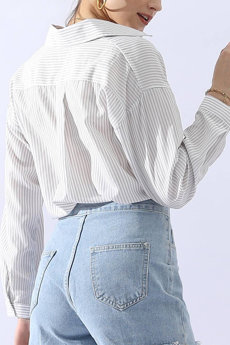 CWTSTL450_VERTICAL STRIPE BUTTON DOWN ONE POCKET SHIRTS