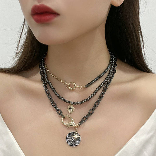 WOMEN'S STACKING NECKLACE SNAKE CROSS PENDANT
