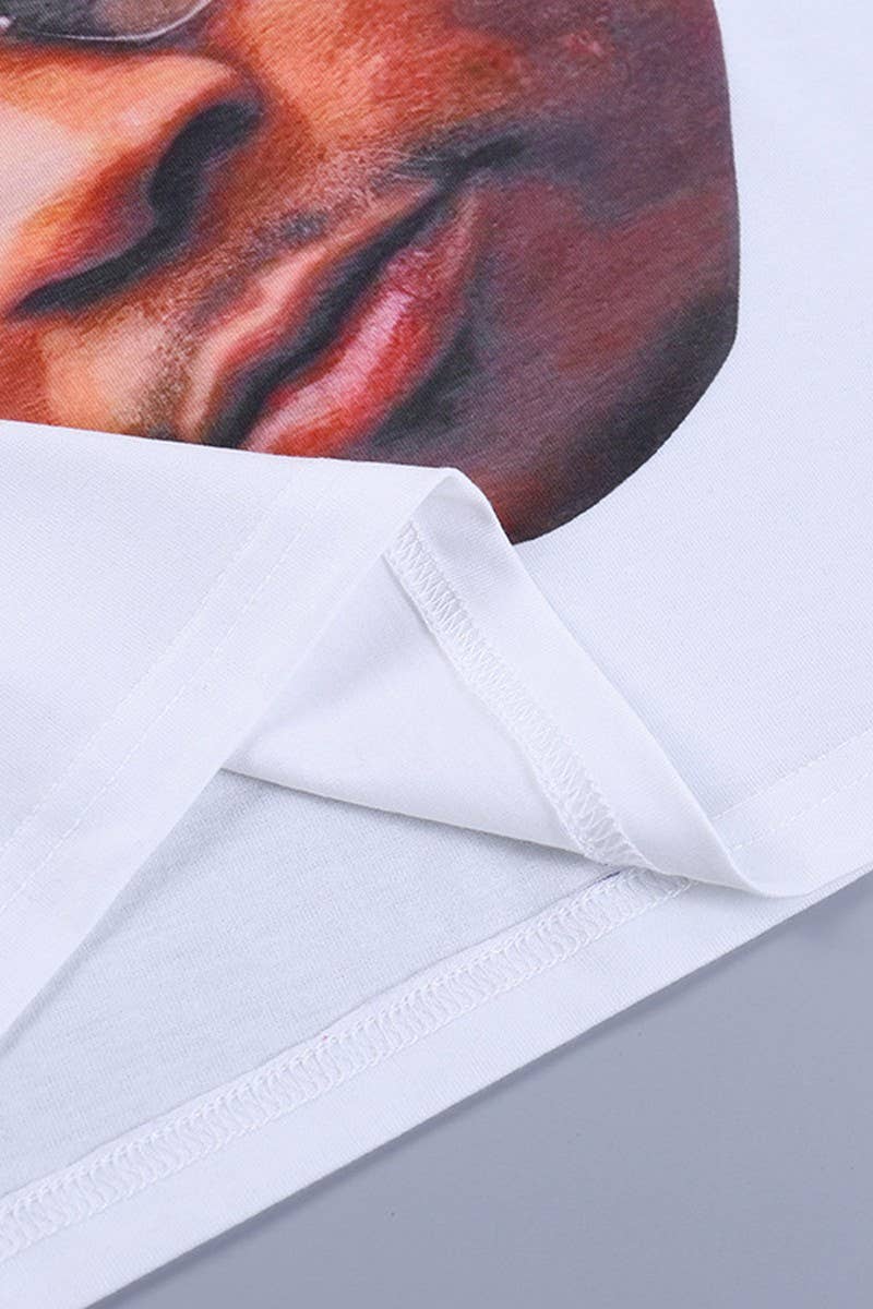 CWTBLS1506_ROUND NECK PORTRAIT PRINT SHORT-SLEEVED T-SHIRT