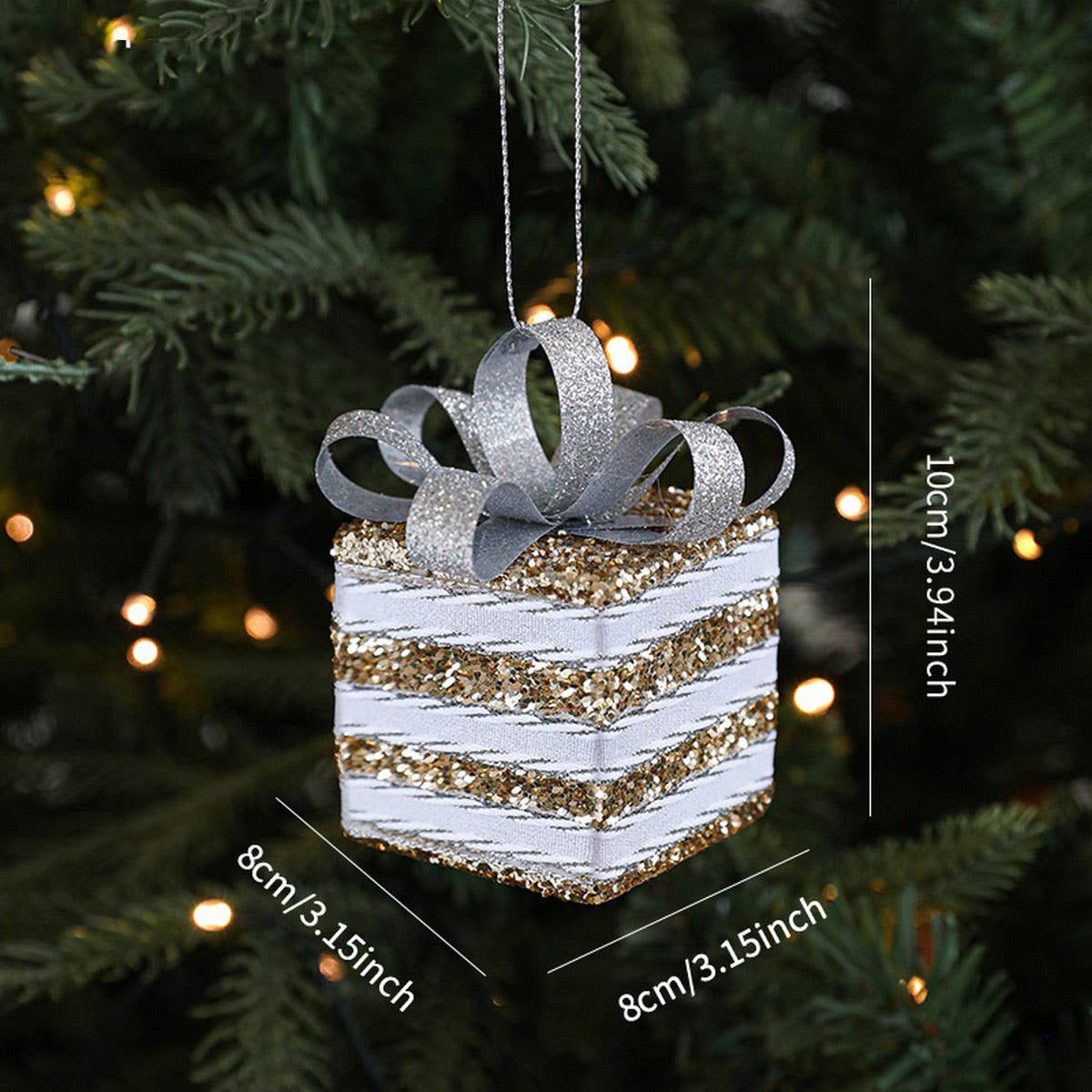 Silver Foam Glitter Xmas Balls Bows Tree Topper