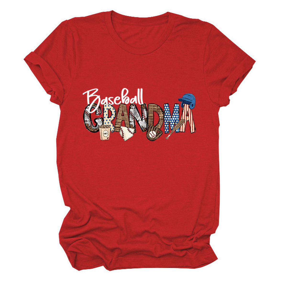 Casual Crew Neck Tee ?œBaseball Grandma??Shirt_CWTTSL0496