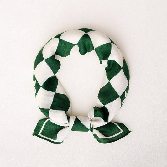 CWASC2405_FASHION CHECKERBOARD SILK SCARF SIMPLE SILK SCARF