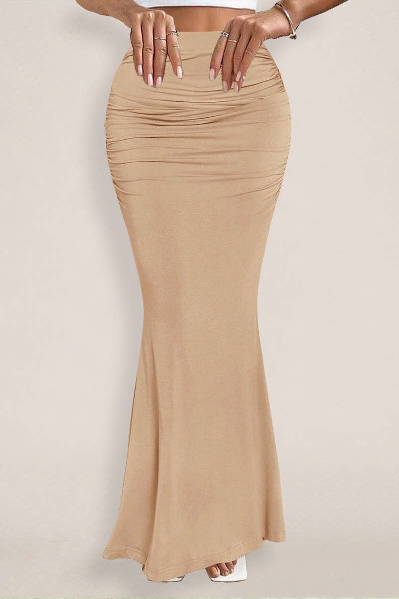 CWBLS0427_SUMMER SEXY HIGH-WAISTED RUCHED MAXI SKIRT