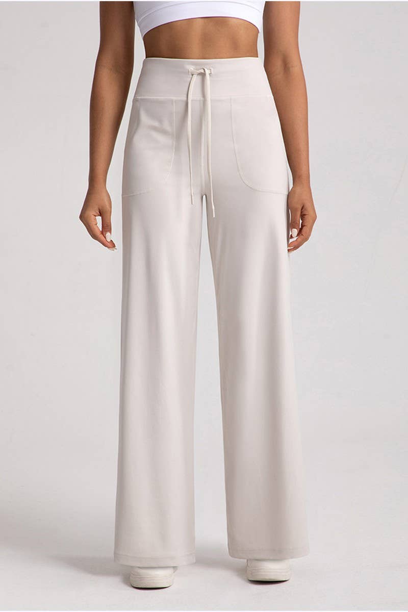 CWBLP1505_STRAIGHT DRAWSTRING HIGH WAIST LOOSE SWEATPANTS